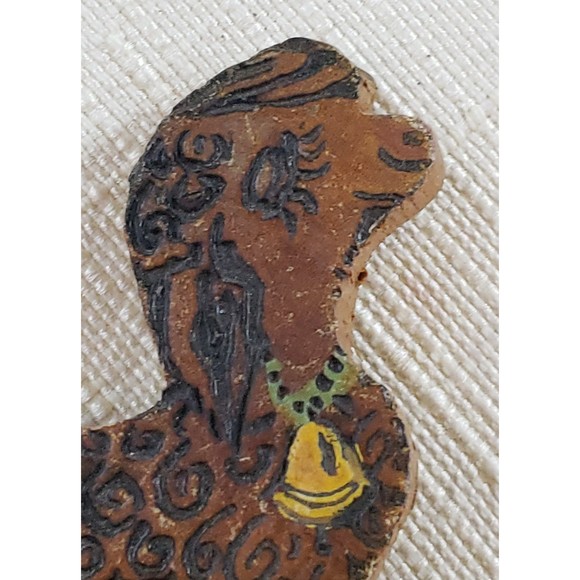 Vintage Unsigned Hand Burned, Hand Painted Wood Lamb Pin, Standing Sheep, Bell - Picture 7 of 9